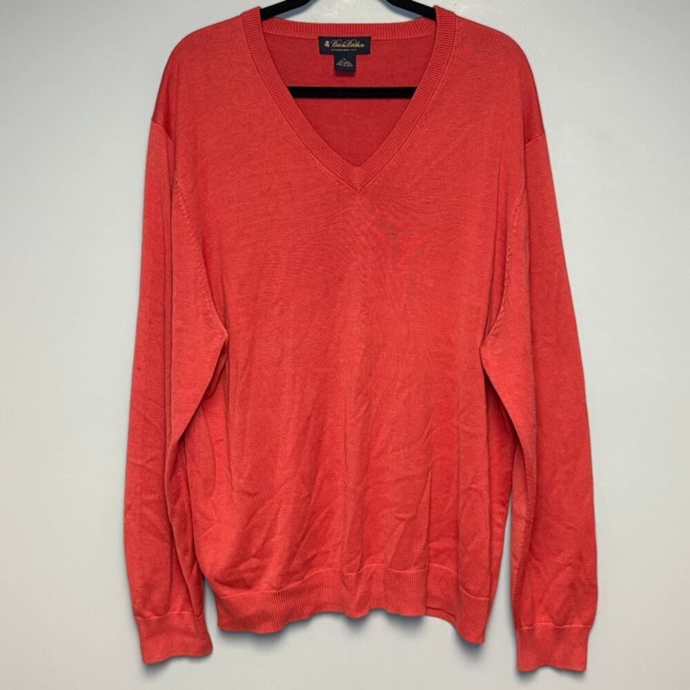 Brooks Brothers Silk Blend Orange Preppy Academia Grandpa Sweater Mens Sz‎ XL